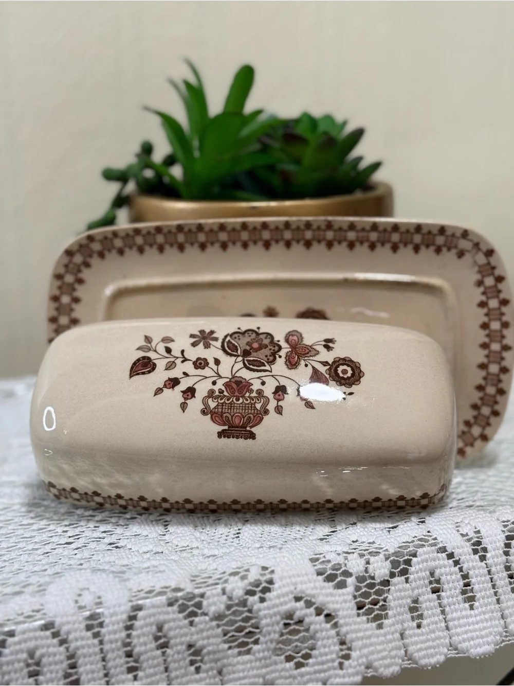 Jamestown Johnson Bros Old Granite Staffordshire Ironstone Butter Dish England